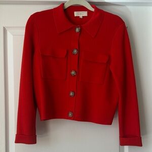 Sezane Scarlet Button-Front Cardigan